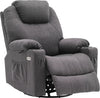 MCombo 7070 – Elektrischer Relaxsessel mit Massage, Heizung und USB – Luxuriöser Sessel aus grauem Stoff