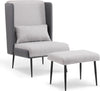 MCombo 4707 Grauer Ohrensessel mit Hocker – Komfort und Eleganz für jeden Wohnraum