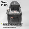 2in1 Kinderreisebett mit Wickeltisch für Kinder von 0 bis 15kg, Babybox 125x65x75cm, Schaukelfunktion, Moskitonetz, Sicherheitsschloss LockGuard, praktischer Organizer, Höhenverstellung 