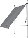 Klemluifel, balkon, 400 cm breed, handslinger, klemluifel, zonder boren, zonwering, balkon, in hoogte verstelbaar, uv-bestendig en waterdicht, voor terras en balkon, grijs