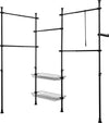Kledingrek - Klerenrailsysteem - Opbergsysteem - Telescopisch - 2 Manden - 5 Kledingstangen - Zwart - Staal - B (209-305) x H (200-270) cm