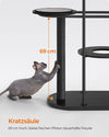 Krabpaal - modern kattenboom - metalen buizen - met kussen en platform - sisalstam - kattenspeelbal - voor kleine - grote - oude kat - klassiek zwart - 80 x 43 x 111 cm