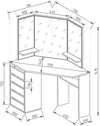 Monkey's Kaptafel - Make up Tafel Voor Vrouwen - Hoekkaptafel - Zwart - 5 Lades - 3 Spiegels - Commode - Kaptafel Met Spiegel - 110 x 54 x 141,5 cm