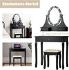Make-uptafel met kruk, kaptafel met draaibare spiegel en ledverlichting, kaptafel met 3 laden, make-uptafel en afneembaar bovendeel, 75 x 40 x 139 cm (zwart)