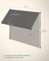 Klemluifel, balkonluifel, in hoogte verstelbaar, met handslinger, zonwering, voor balkon, terras, tuin, 400 x 120 cm, antraciet