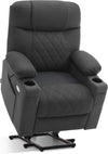 MyGoodHome Relaxfauteuil met Elektrische Opstahulp - Verstelbare Ligfunctie - Donkergrijs - Microvezel