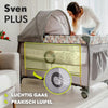 2in1 Kinderreisebett mit Wickeltisch für Kinder von 0 bis 15kg, Babybox 125x65x75cm, Schaukelfunktion, Moskitonetz, Sicherheitsschloss LockGuard, praktischer Organizer, Höhenverstellung 