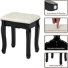 Make-uptafel met kruk, kaptafel met draaibare spiegel en ledverlichting, kaptafel met 3 laden, make-uptafel en afneembaar bovendeel, 75 x 40 x 139 cm (zwart)