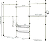Kledingrek - Klerenrailsysteem - Opbergsysteem - Telescopisch - 2 Manden - 5 Kledingstangen - Zwart - Staal - B (209-305) x H (200-270) cm