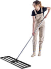 MyGoodHome Professionele Gazonrakel 90x30 cm met Steel – Nivelleringshark van Metaal voor Gazononderhoud – Gazonnivelleringshark & Gazonplanner