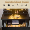 Make-uptafel met kruk, kaptafel met draaibare spiegel en ledverlichting, kaptafel met 3 laden, make-uptafel en afneembaar bovendeel, 75 x 40 x 139 cm (zwart)