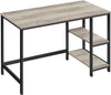 VASAGLE Bureau, computertafel, pc-tafel, bureautafel, met 2 planken aan de rechter- of linkerkant, voor kantoor, woonkamer, stalen frame, industrieel design