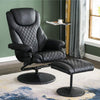 MCombo relaxfauteuil met kruk, 360° draaibare tv-fauteuil met ligfunctie, moderne tv-fauteuil voor woonkamer, synthetisch leer, 9022(zwart)