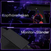 Gaming-Tisch, Computertisch, Gaming-Schreibtisch mit runder Ecke, Gaming-Tisch mit Monitorablage, 127 x 127 cm, Schwarz 