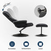 MCombo relaxfauteuil met kruk, 360° draaibare tv-fauteuil met ligfunctie, moderne tv-fauteuil voor woonkamer, synthetisch leer, 9022(zwart)