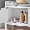 Schoenenbank Schoenenkast met Gewatteerd Kussen en 2 Deuren, Gewatteerde Bank, Opbergbank, Opbergkast met Gevoerde Zitting, voor Ingang, Entree, Hal, Slaapkamer - 91 x 30 x 50 cm, Wit