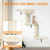 Kattenklimwandset met kattenboom, hangmat, kattenholletje, kattenbrug, krabplank en krabpaal, 4-delig houten kattenmeubel voor katten, Catwalk (lichtgrijs)