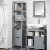 FRG126 Badkamermeubel Hoge Kast voor Badkamer Badkamerrek met Voetkussen Badkamer - 2 Lades - 30x30x145cm