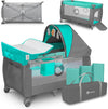 2in1 Kinderreisebett mit Wickeltisch für Kinder von 0 bis 15kg, Babybox 125x65x75cm, Schaukelfunktion, Moskitonetz, Sicherheitsschloss LockGuard, praktischer Organizer, Höhenverstellung 