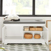 Kattenbak, Kattenkast, Kattenkennel met 2 deuropening en 3 Kommen, Houten Kattenhuis met Zij-ingang, Schoenenbank, Schoenenrek, Schoenenkruk, Hal Lage Kast met Kussen, 90x36x44cm, Wit, FSR136-W