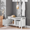 Schoenenbank Schoenenkast met Gewatteerd Kussen en 2 Deuren, Gewatteerde Bank, Opbergbank, Opbergkast met Gevoerde Zitting, voor Ingang, Entree, Hal, Slaapkamer - 91 x 30 x 50 cm, Wit