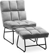 Luxe Relaxstoel met Hocker 0014 – Velvet Grijs – Ergonomisch & Comfortabel