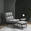 Luxe Relaxstoel met Hocker 0014 – Velvet Grijs – Ergonomisch & Comfortabel