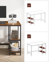 VASAGLE Bureau, computertafel, pc-tafel, bureautafel, met 2 planken aan de rechter- of linkerkant, voor kantoor, woonkamer, stalen frame, industrieel design