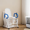 MCombo M212W Elektrische opstahulp, toiletbrilverhoging met armleuningen, toiletlift, toiletframe voor senioren in de badkamer, 145 kg belastbaar, metaal, wit