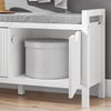 Schoenenbank Schoenenkast met Gewatteerd Kussen en 2 Deuren, Gewatteerde Bank, Opbergbank, Opbergkast met Gevoerde Zitting, voor Ingang, Entree, Hal, Slaapkamer - 91 x 30 x 50 cm, Wit