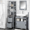 FRG126 Badkamermeubel Hoge Kast voor Badkamer Badkamerrek met Voetkussen Badkamer - 2 Lades - 30x30x145cm