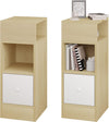 Nachtkastje smal, met 2 open planken, 1 lade, smal, klein nachtkastje in de slaapkamer, 25 x 66 x 30 cm, ruimtebesparend, van houtmateriaal, wit