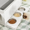 Kattenbak, Kattenkast, Kattenkennel met 2 deuropening en 3 Kommen, Houten Kattenhuis met Zij-ingang, Schoenenbank, Schoenenrek, Schoenenkruk, Hal Lage Kast met Kussen, 90x36x44cm, Wit, FSR136-W