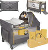 2in1 Kinderreisebett mit Wickeltisch für Kinder von 0 bis 15kg, Babybox 125x65x75cm, Schaukelfunktion, Moskitonetz, Sicherheitsschloss LockGuard, praktischer Organizer, Höhenverstellung 