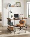 VASAGLE Bureau, computertafel, pc-tafel, bureautafel, met 2 planken aan de rechter- of linkerkant, voor kantoor, woonkamer, stalen frame, industrieel design