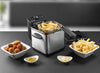 kleine Friteuse, Mini Frituurpan voor 1 portie friet, bitterballen of snacks, met koudezone technologie & temperatuurregelaar tot 190°C, incl. rvs mand, kijkvenster & oliefilter, kleur: zilver