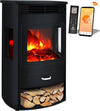 KESSER® Prio Elektrische open haard met verwarming, ventilatorkachel met afstandsbediening, 950/1900 W, elektrische open haard met led-vlameffect, met thermostaat 3-delig panorama kijkvenster