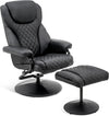 MCombo relaxfauteuil met kruk, 360° draaibare tv-fauteuil met ligfunctie, moderne tv-fauteuil voor woonkamer, synthetisch leer, 9022(zwart)