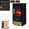 KESSER® Prio Elektrische open haard met verwarming, ventilatorkachel met afstandsbediening, 950/1900 W, elektrische open haard met led-vlameffect, met thermostaat 3-delig panorama kijkvenster