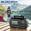 DAB/FM z baterią 5000mAh, przenośne radio solarne z latarką LED i lampką do czytania, radio budowlane DAB+ IPX4, radio awaryjne i alarm SOS, odpowiednie do wędrówek pieszych, biwakowania i na zewnątrz 