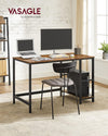 VASAGLE Bureau, computertafel, pc-tafel, bureautafel, met 2 planken aan de rechter- of linkerkant, voor kantoor, woonkamer, stalen frame, industrieel design
