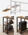 VASAGLE Bureau, computertafel, pc-tafel, bureautafel, met 2 planken aan de rechter- of linkerkant, voor kantoor, woonkamer, stalen frame, industrieel design