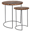 H&S Collection 2-Delige Bijzettafelset Teakbruin Grijs