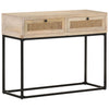 Wandtafel 100X35X76 Cm Massief Mangohout En Natuurlijk Riet