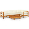 6-Delige Loungeset Met Witte Kussens Acaciahout