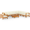 10-Delige Loungeset Met Witte Kussens Acaciahout