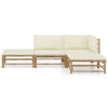 4-Delige Loungeset Met Witte Kussens Bamboe