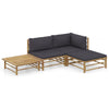 4-Delige Loungeset Met Witte Kussens Bamboe