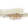 5-Delige Loungeset Met Witte Kussens Bamboe