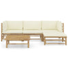 5-Delige Loungeset Met Witte Kussens Bamboe